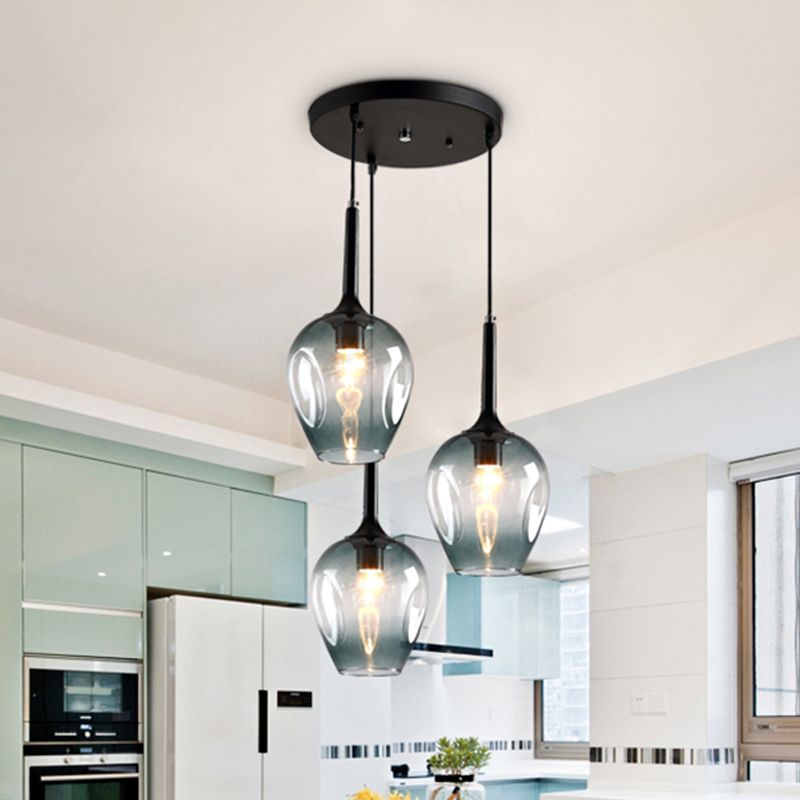 Valentina LED Suspension Bleu Gris Verre Salle à Manger Chambre à coucher - Neutralighting