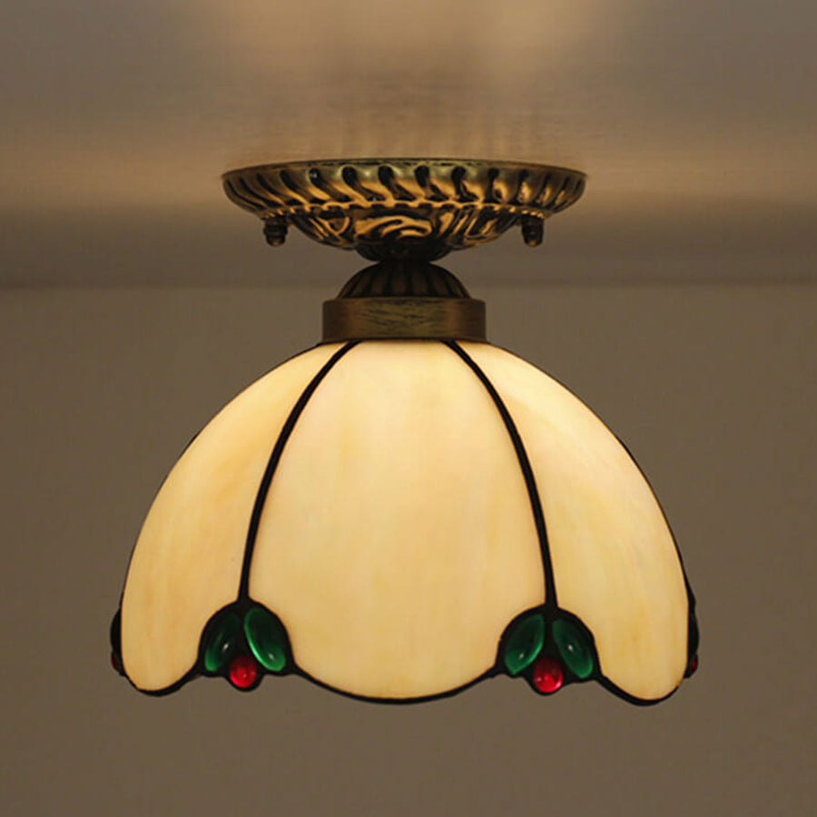 Tiffany Vintage LED Plafonnier Métal Verre Chambre À Coucher