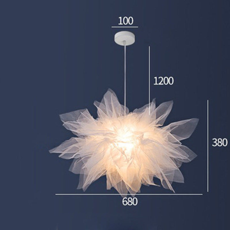 Arisha Suspension Moderne en Forme de Fleur, Tissu, Blanc, Salon/Chambre à Coucher - Neutralighting