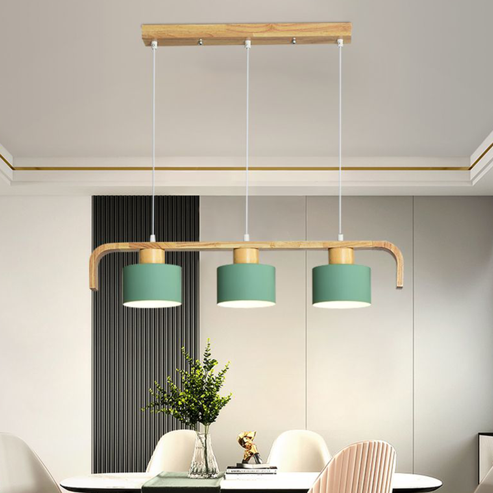 Valentina Moderne Luminaires Suspensions Cylindre Nordique Bambou Blanc/Vert/Gris Chambre à Coucher - Neutralighting