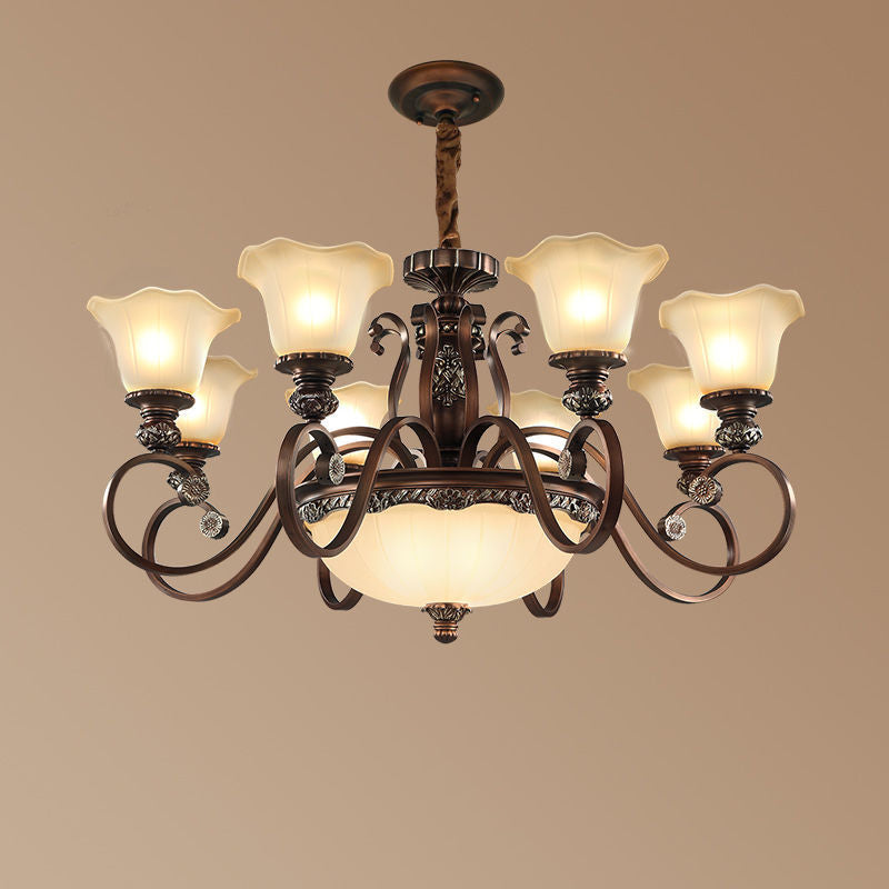 Arisha Rétro Fleur Suspension Métal Verre Salon Chambre à Coucher - Neutralighting