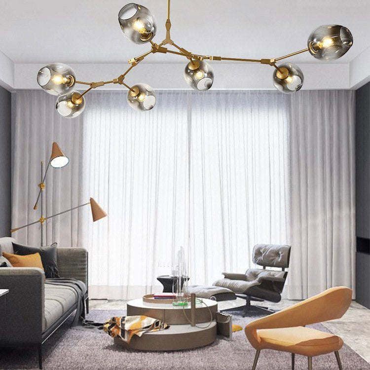 Kirae Suspension Nordique. Verre. Noir/Or. Salon