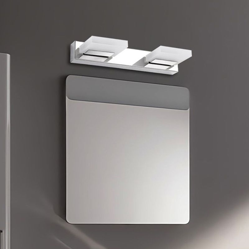 Arisha Design LED Applique Murale Miroir Carré Moderne Métal/Acrylique Argent Salle de Bain - Neutralighting