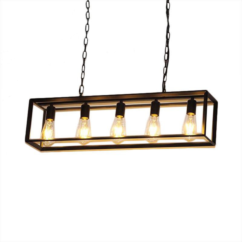 Silva Rectangle Vintage LED Suspension Noir Laiton Métal Salon - Neutralighting