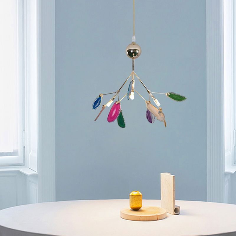 Arisha Art LED Suspension Bleu Métal Agate Salon Chambre à coucher - Neutralighting