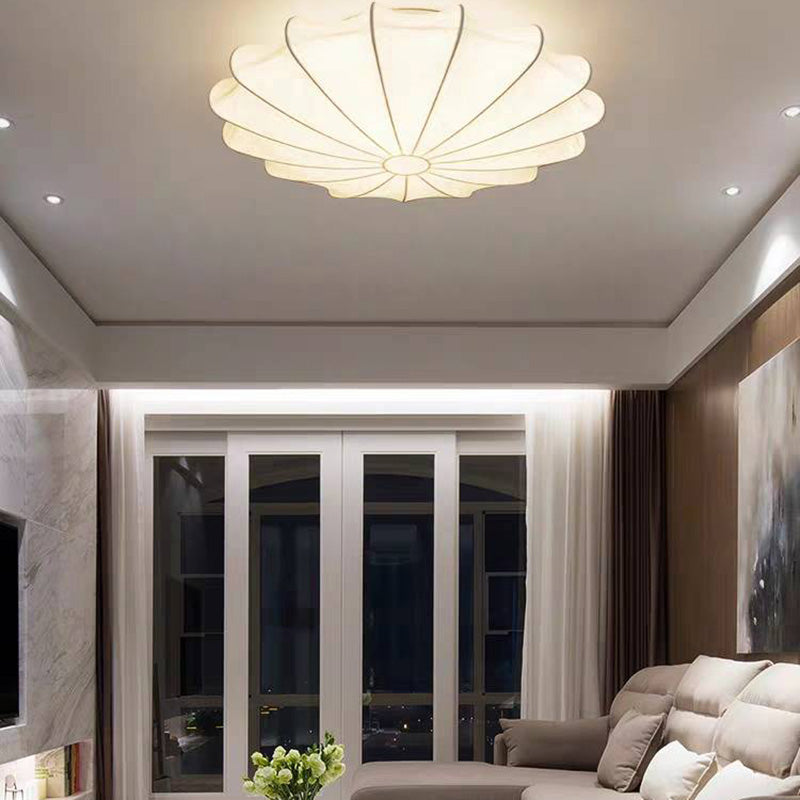 Ritta Ronde Moderne LED Plafonnier Blanc Tissu Salon Chambre à coucher - Neutralighting