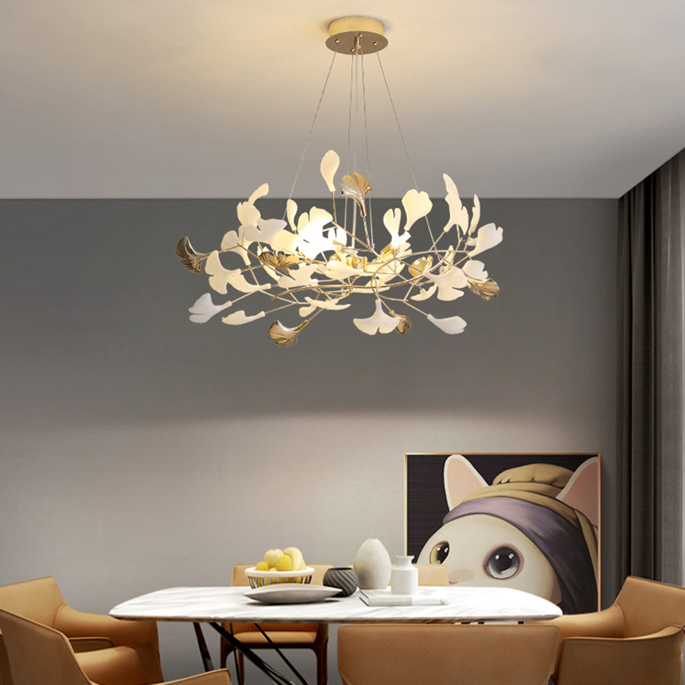 Jarn Suspension Feuille/Multi Moderne Métal/Céramique Doré/Blanc Salon - Neutralighting