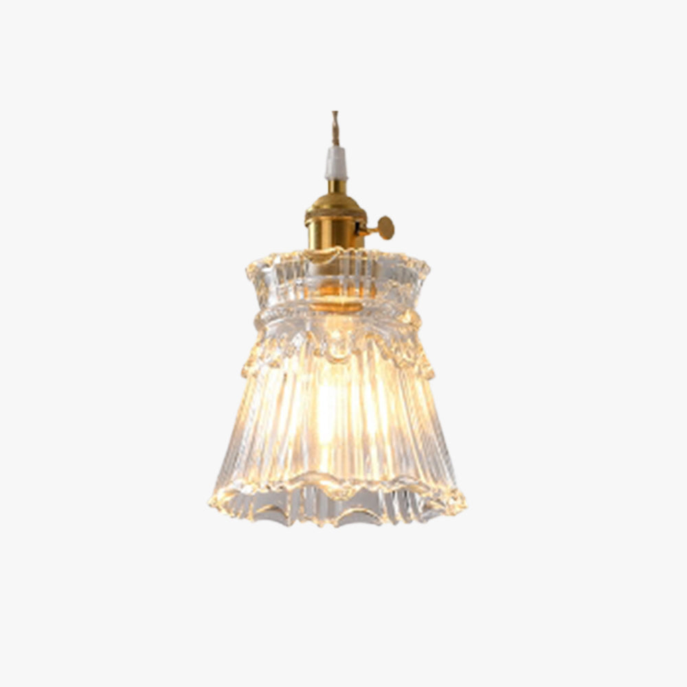 Valentina Luminaires Suspensions Art Deco Floral Vintage Métal/Verre Doré/Clair Salon/Chambre à Coucher - Neutralighting