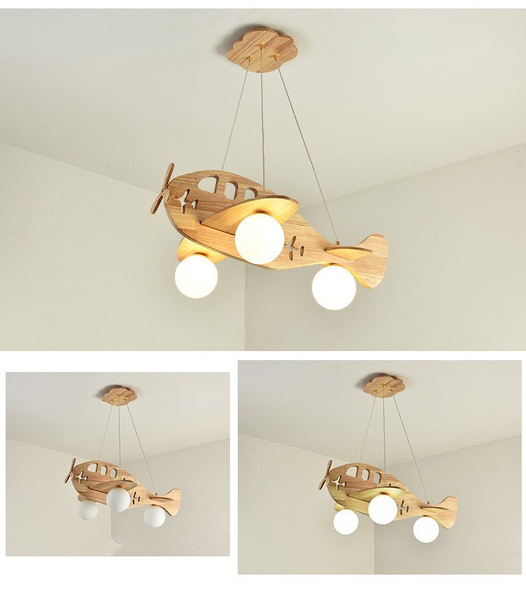 Aria Luminaires Suspension Avion Moderne, Bois, Chambre d'Enfant/Salon - Neutralighting
