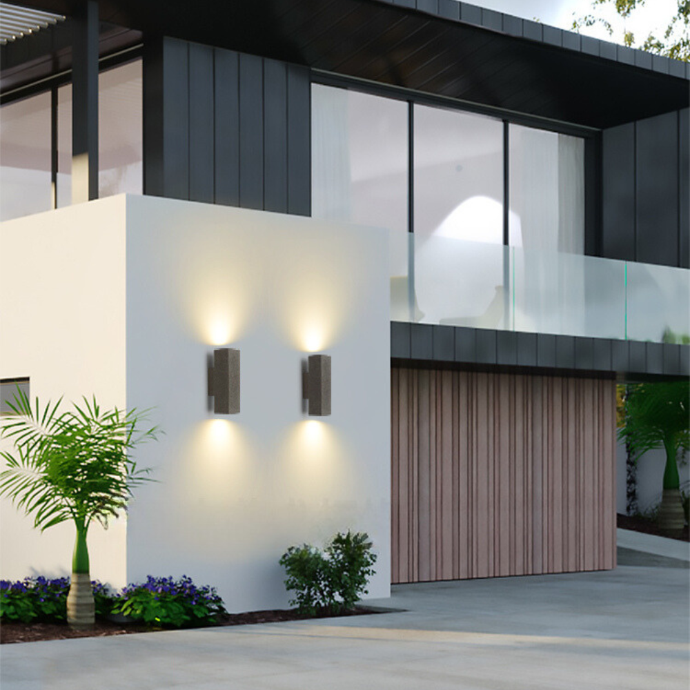 Ray Applique Murale Rectangulaire Minimaliste, Ciment/Acrylique, Blanc, Jardin - Neutralighting