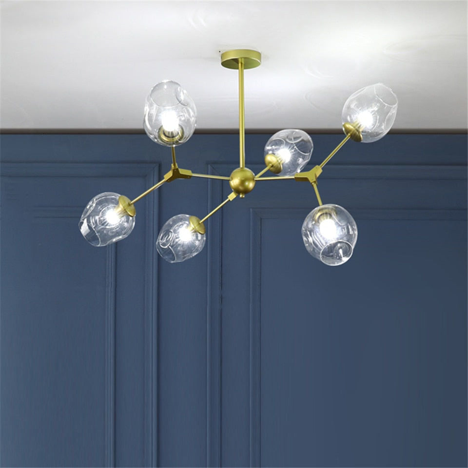 Valentina Suspension Multi Retro, Metal/Verre, Noir/Or, Chambre - Neutralighting