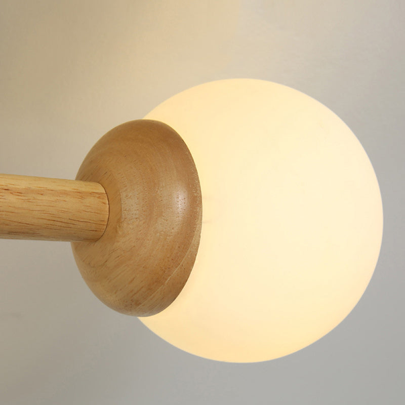 Muto Plafonnier Boule Moderne, Bois/Verre, Bois, Salon - Neutralighting
