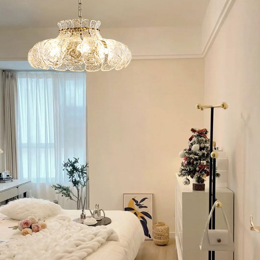 Arisha Moderne Forme Poire Lustre Glace Fusion Verre Chambre À Coucher