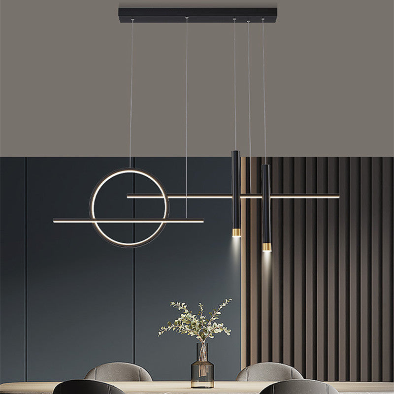 Arisha Suspension Linéaire Moderne, Métal/Acrylique, Noir/Or, Bar/Restaurant - Neutralighting