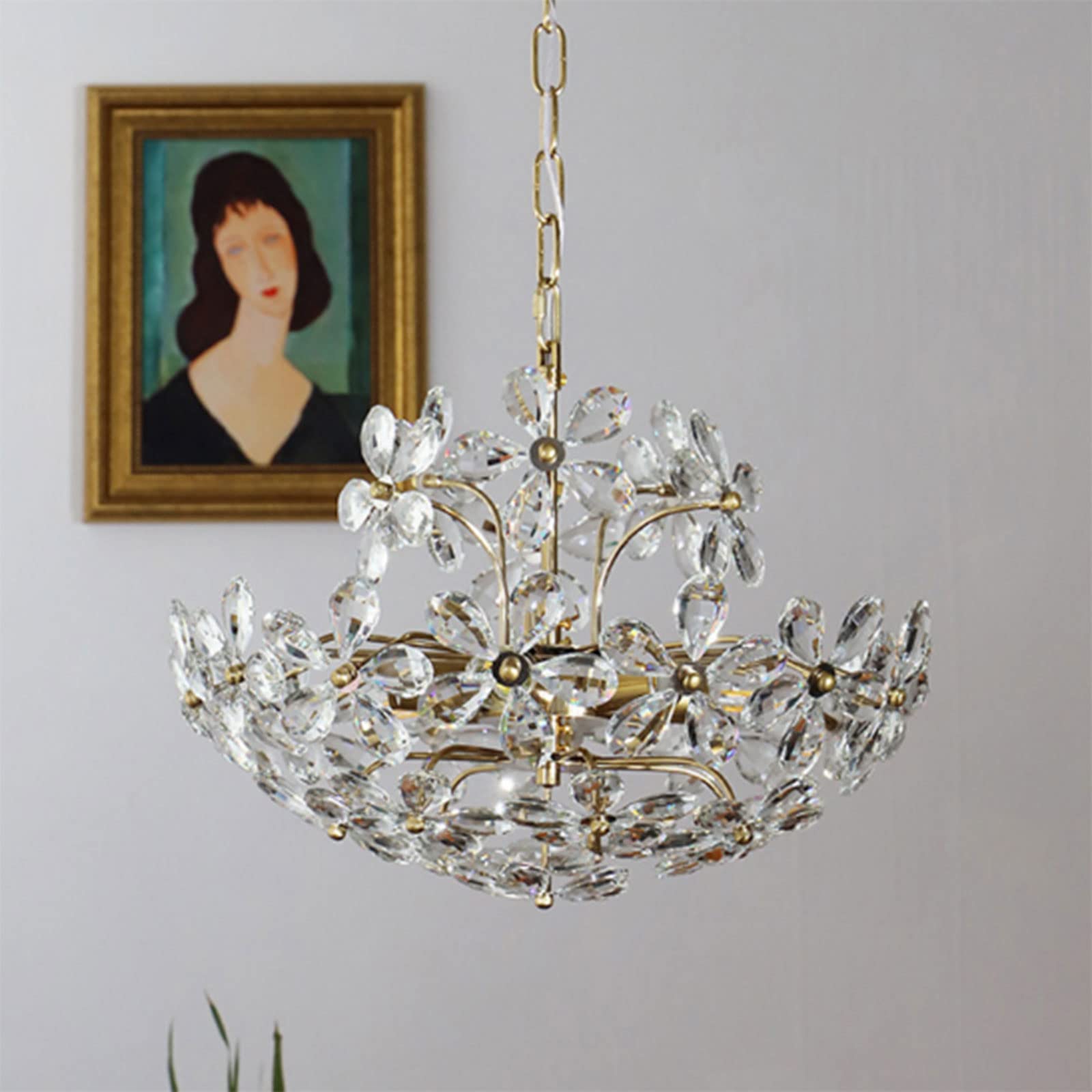 Ray Rétro Vintage Or Fleur Cristal Suspension Chambre À Coucher - Neutralighting