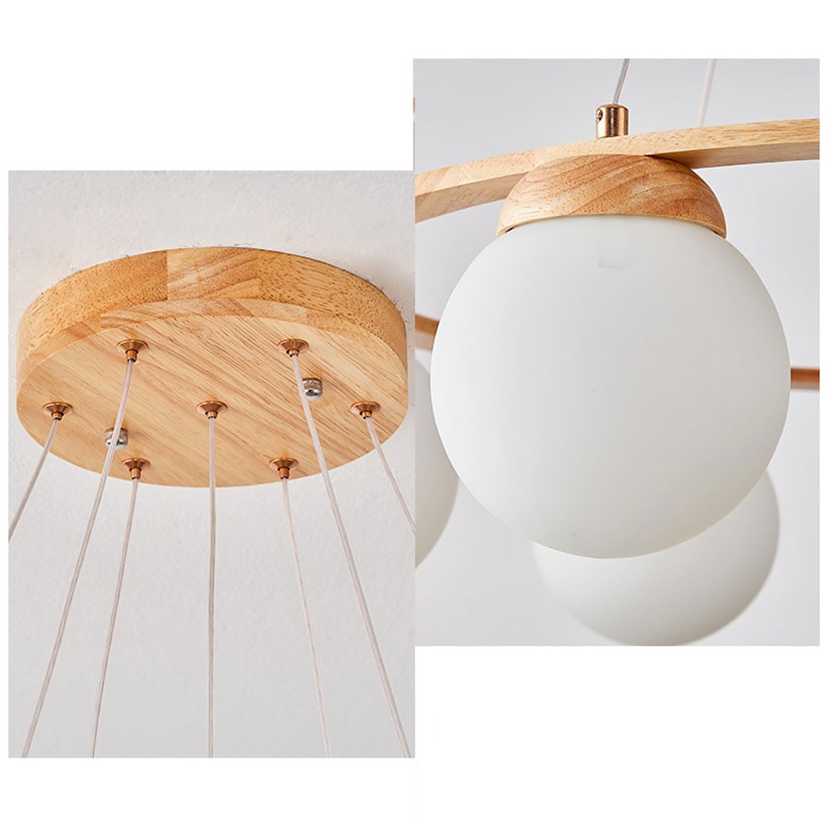 Valentina LED Suspension Bois Verre Blanc Salon/Chambre À Coucher - Neutralighting