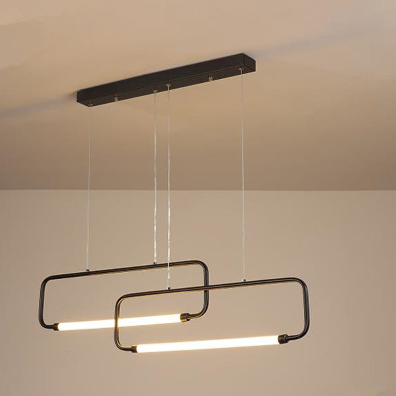Arisha Suspension Luminaires Rectangulaire LED, Métal, Noir/Or, Salle à Manger - Neutralighting