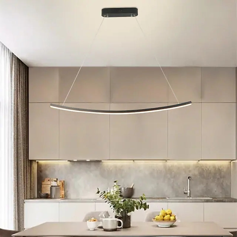Arisha Suspension Linéaire Minimaliste, Aluminium/Gel de silice, Noir, Salon - Neutralighting