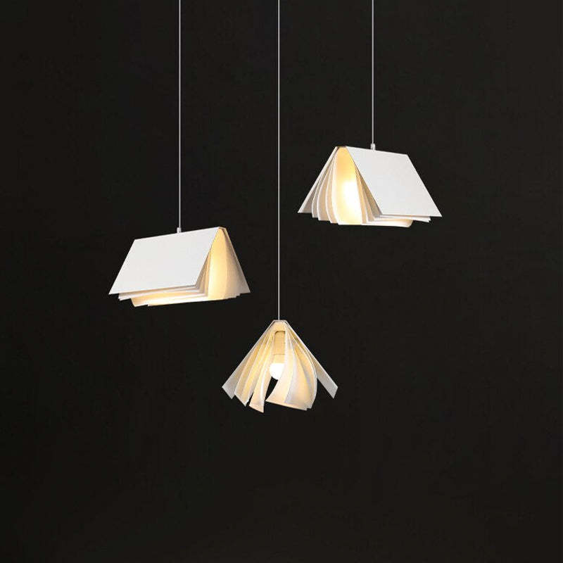 Arisha Suspension Carré Contemporaine, Métal/Tissu, Blanc/Gris, Chambre à Coucher/Librairie - Neutralighting