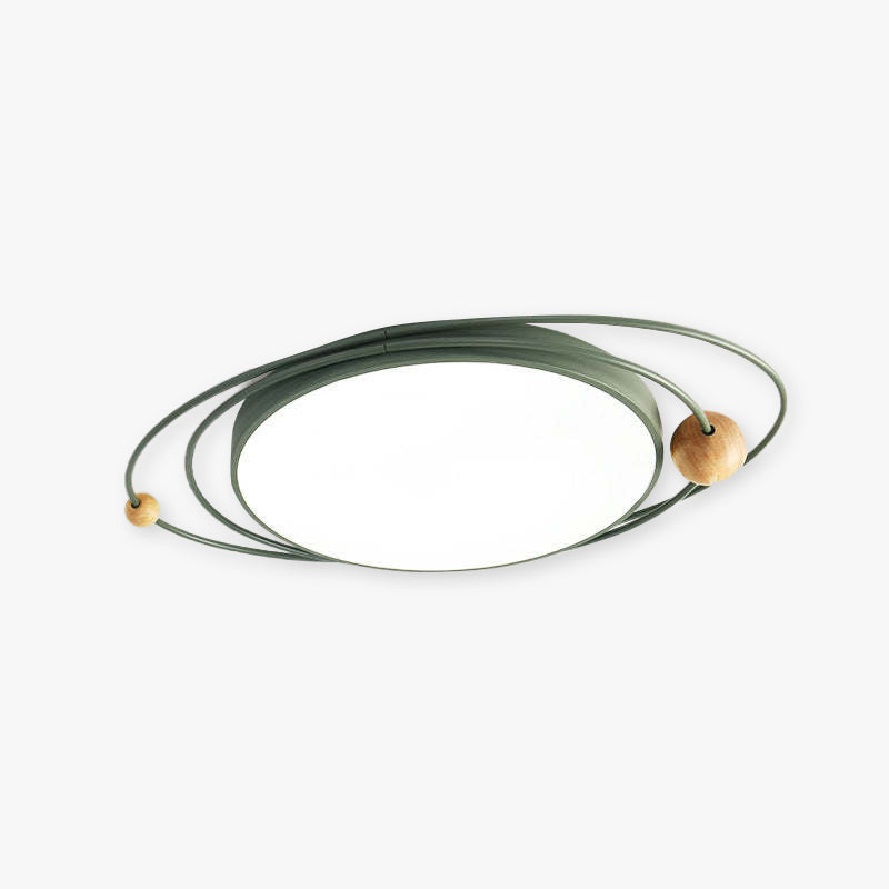 Arisha Plafonnier Rond Moderne, Metal/Bois, Blanc/Noir/Gris/Vert/Bleu, Salon - Neutralighting