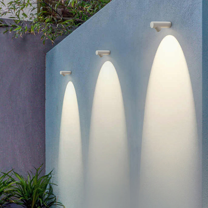 Ray Applique Murale Cylindrique Moderne, Métal/Verre, Blanc/Noir, Extérieur - Neutralighting