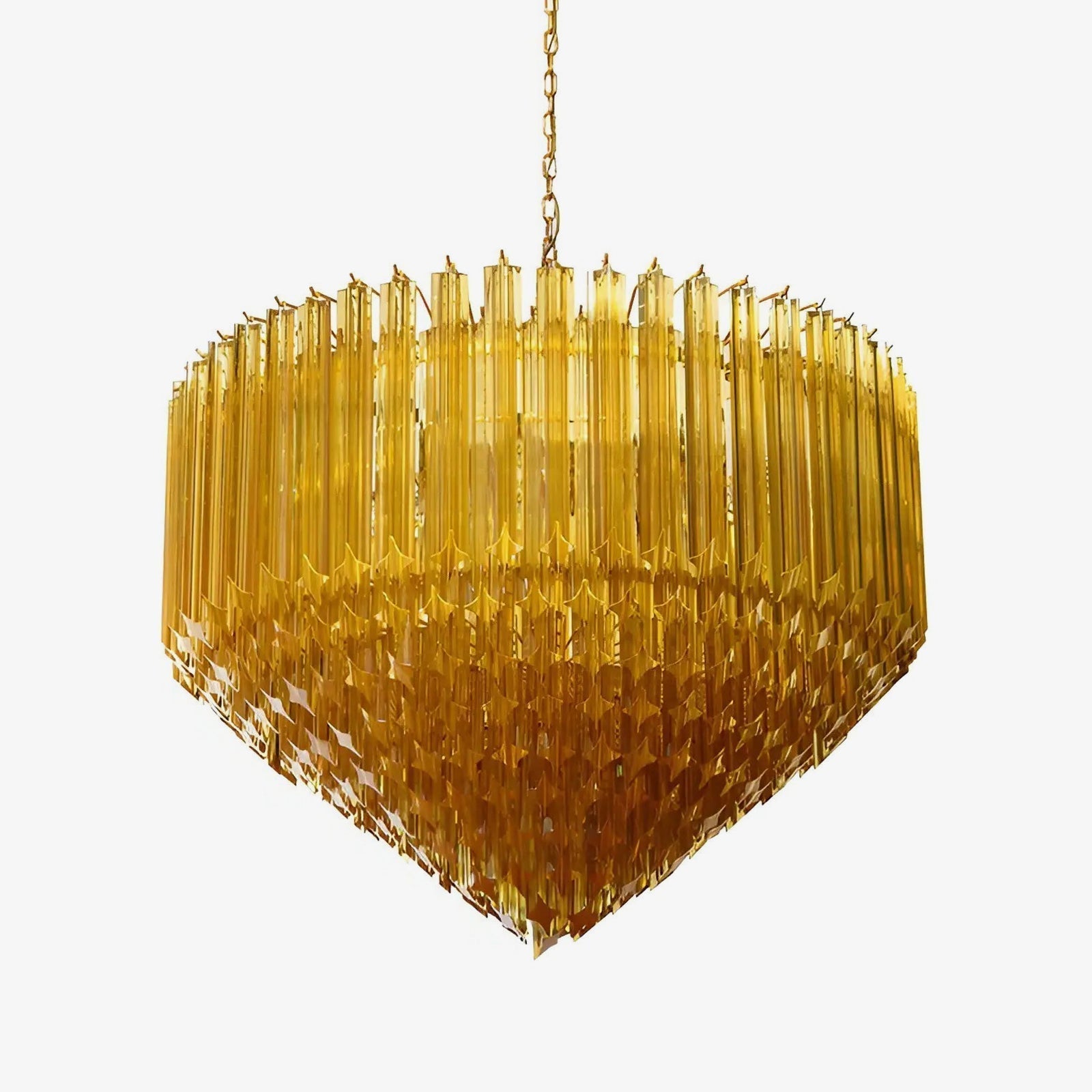 Aurora Chandelier Amber Murano Glass Prism Grand Art - Letslighting