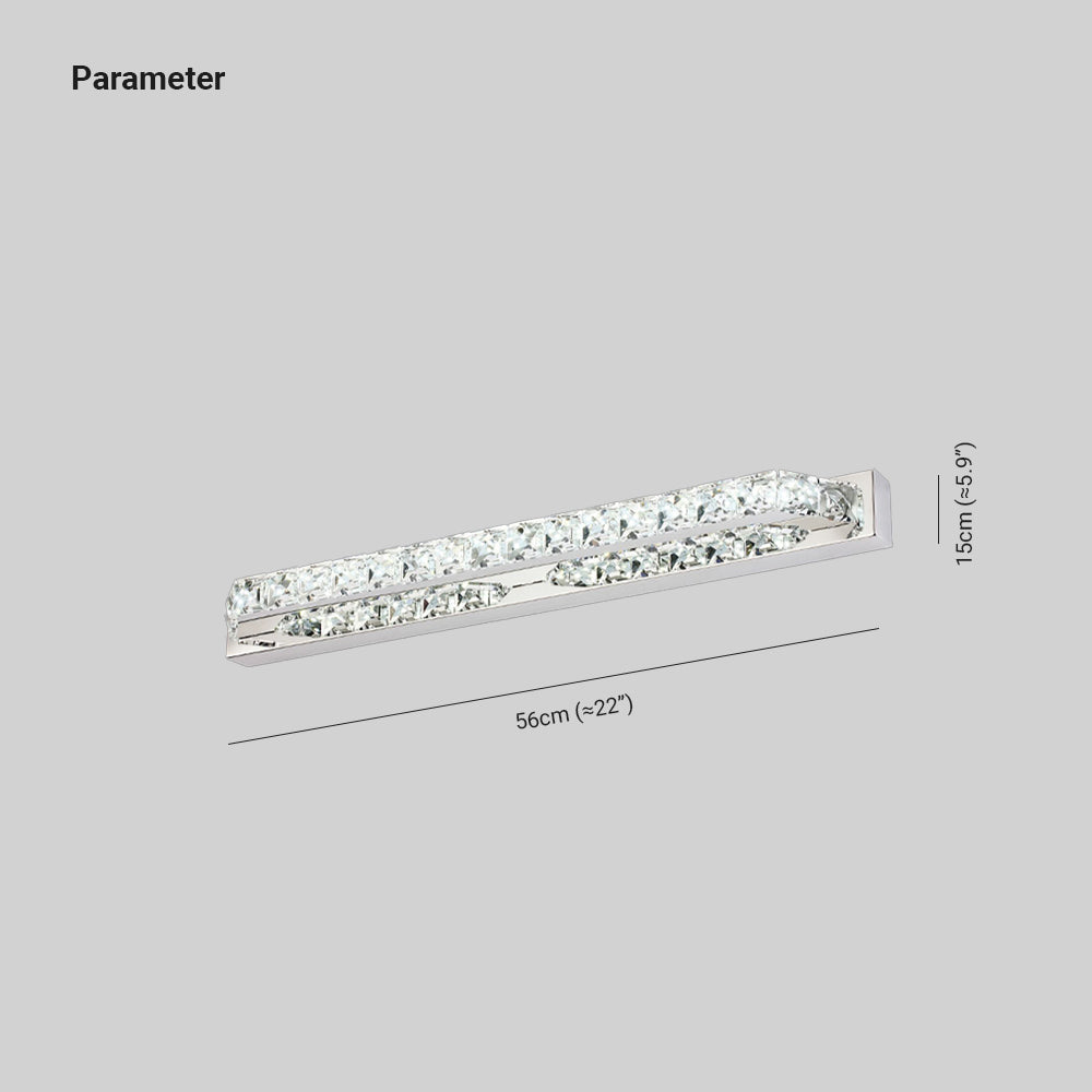 Kristy Applique Murale à Miroir LED Rectangulaire Moderne Cristal Métal Argent Salle de Bain - Neutralighting