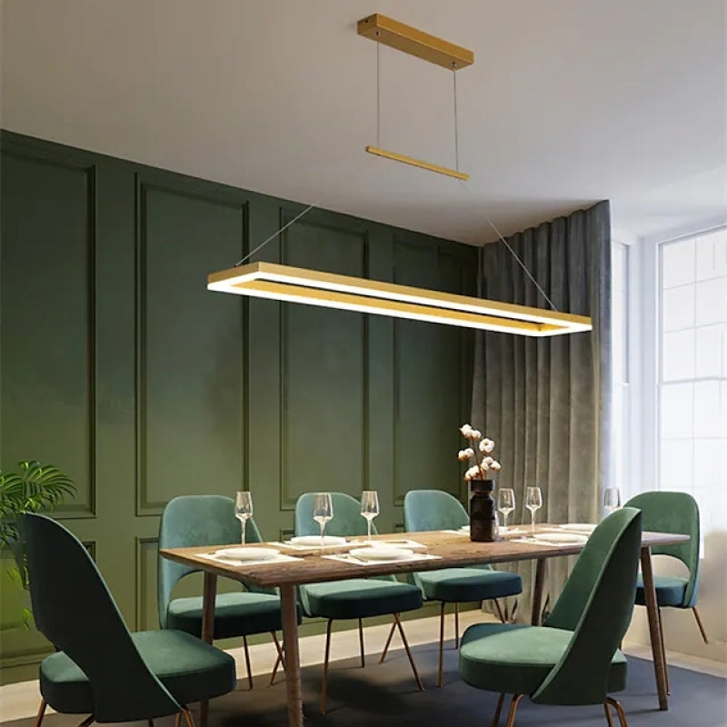 Ray Suspension Rectangulaire Contemporaine, Metal, Café/Or, Chambre - Neutralighting