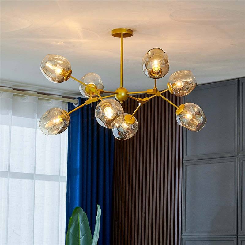 Valentina Suspension Multi Retro, Metal/Verre, Noir/Or, Chambre - Neutralighting