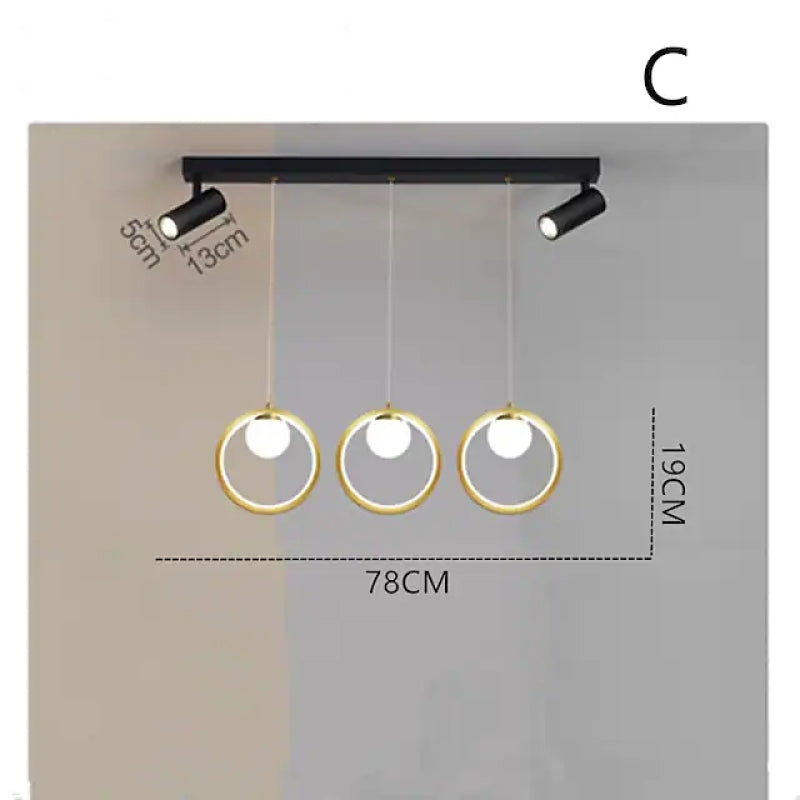 Arisha Suspension Anneau Moderne, Métal/Verre/Gel de Silice, Noir Or, Salon - Neutralighting