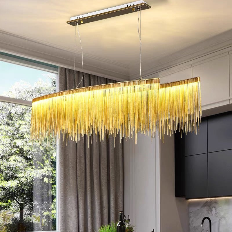 Arisha Suspension Linéaire Luxueux, Acrylique/Metal, Doré/Chrome, Chambre - Neutralighting