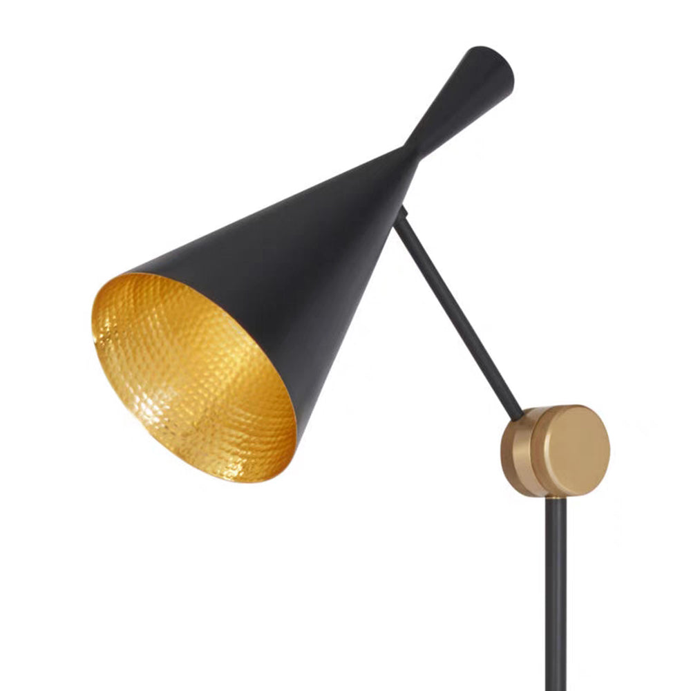 Arisha Design Lampadaire Entonnoir Minimaliste LED Noir Métal Salon
