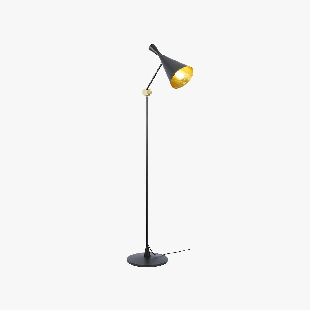 Arisha Design Lampadaire Entonnoir Minimaliste LED Noir Métal Salon