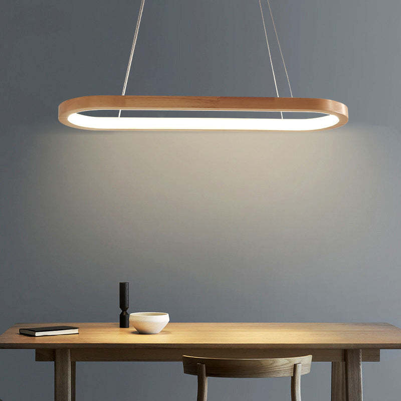 Muto Suspension Ellipse Moderne, Bois/Acrylique, Bois, Salon - Neutralighting