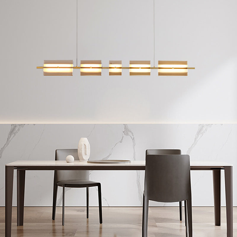 Arisha épuré et élégant Suspension Rectangulaire Moderne Noir Métal Salle à manger - Neutralighting