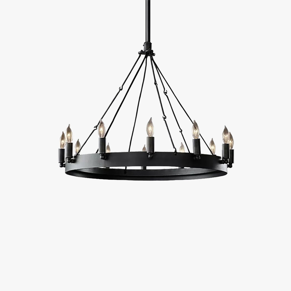 Silva Ronde Industrielle LED Suspension Noir Métal Chambre à coucher - Neutralighting