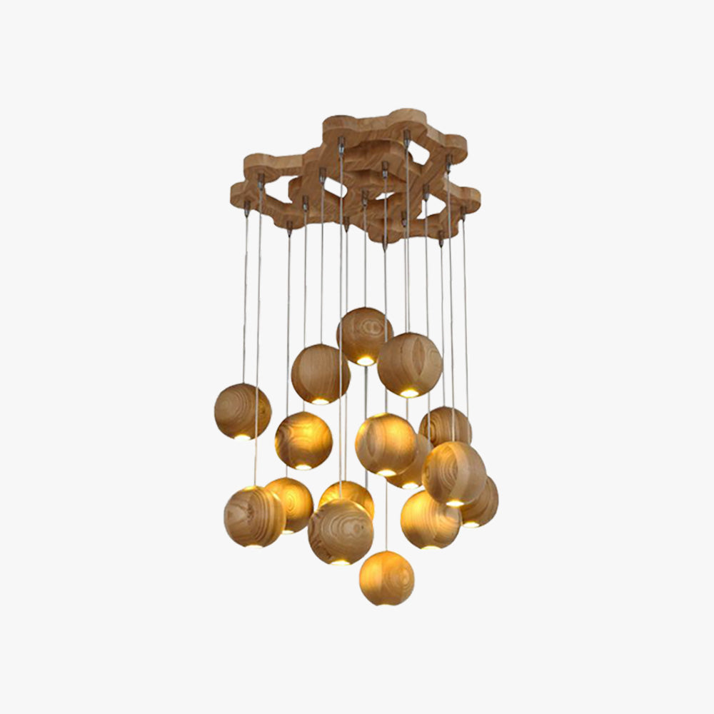 Muto Ball Cluster LED Suspension Bois Salon Chambre à coucher - Neutralighting
