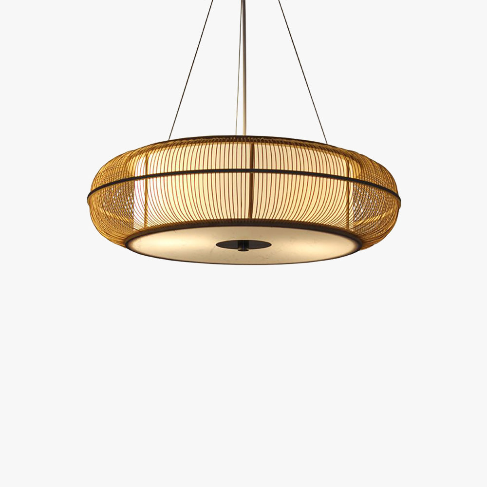 Muto Ronde LED Suspension Noir Métal/Bois Salle à manger Salon - Neutralighting