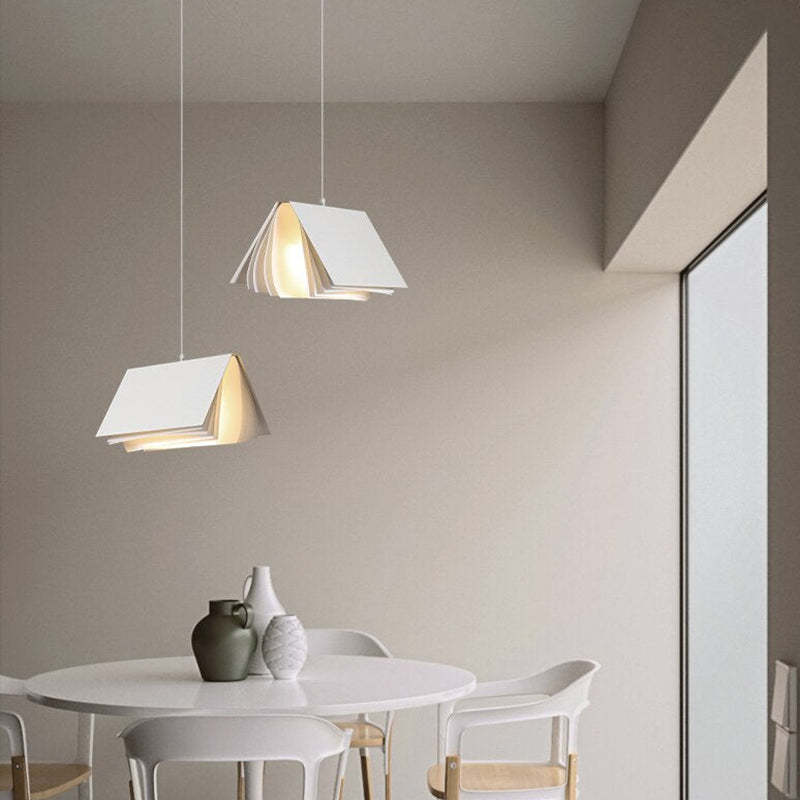 Arisha Suspension Carré Contemporaine, Métal/Tissu, Blanc/Gris, Chambre à Coucher/Librairie - Neutralighting