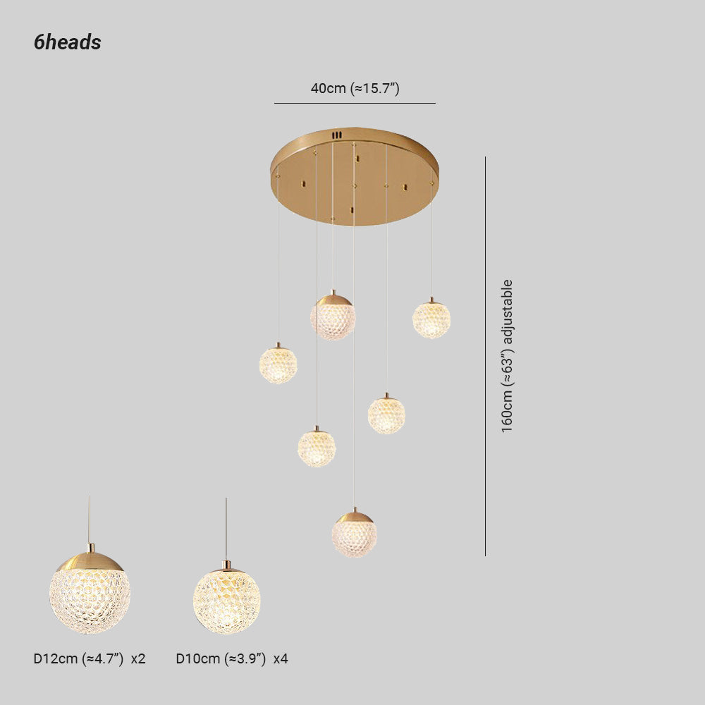 Arisha Luminaires Suspensions Multi/Bulle Moderne Métal/Acrylique Doré Chambre à Coucher - Neutralighting