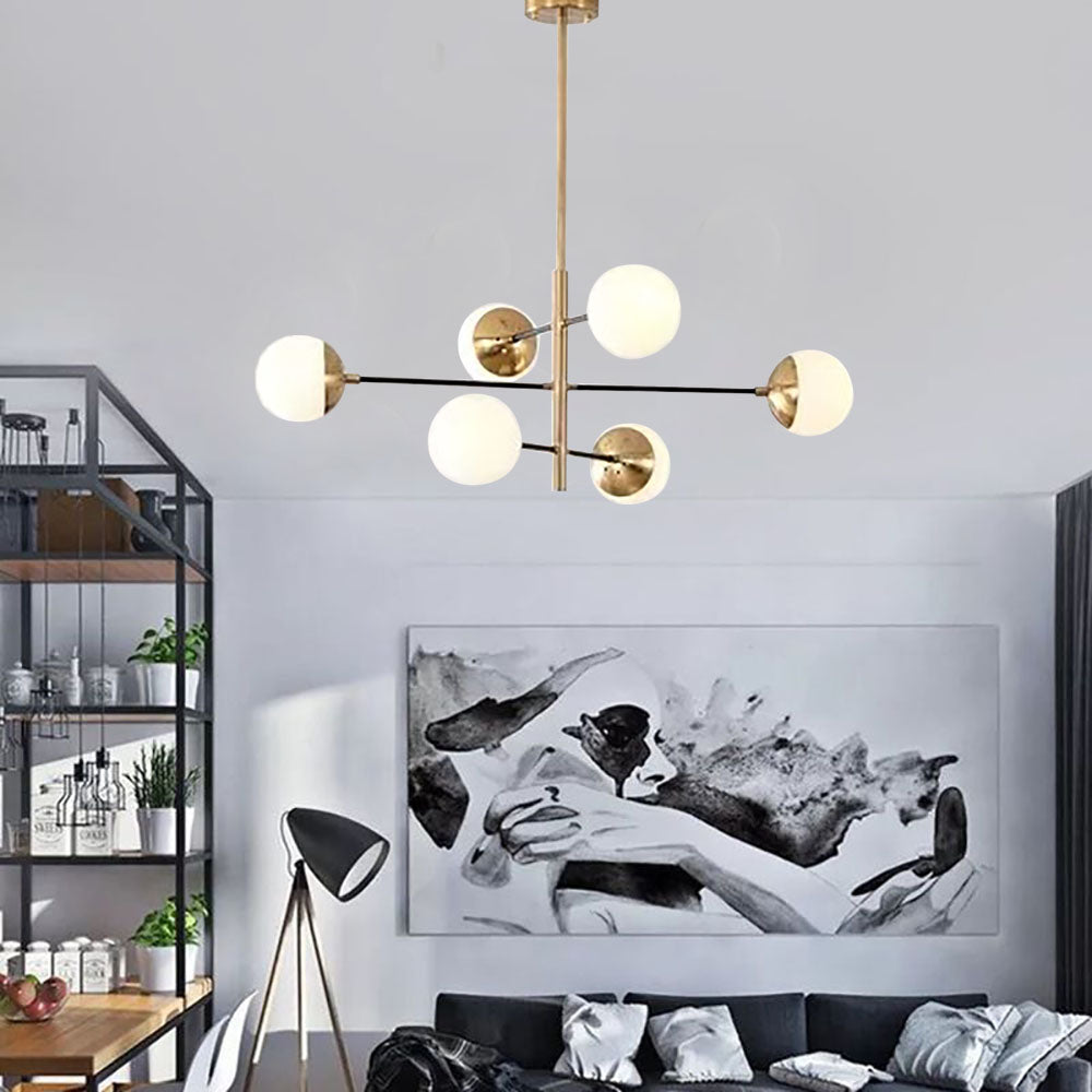 Valentina Globe LED Suspension Or Métal Verre Salon Chambre à Coucher - Neutralighting
