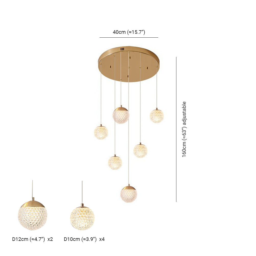 Arisha Luminaires Suspensions Multi/Bulle Moderne Métal/Acrylique Doré Chambre à Coucher - Neutralighting
