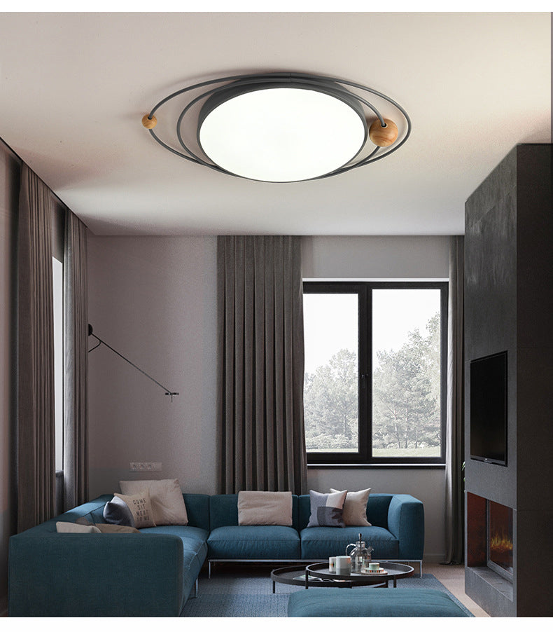 Arisha Plafonnier Rond Moderne, Metal/Bois, Blanc/Noir/Gris/Vert/Bleu, Salon - Neutralighting