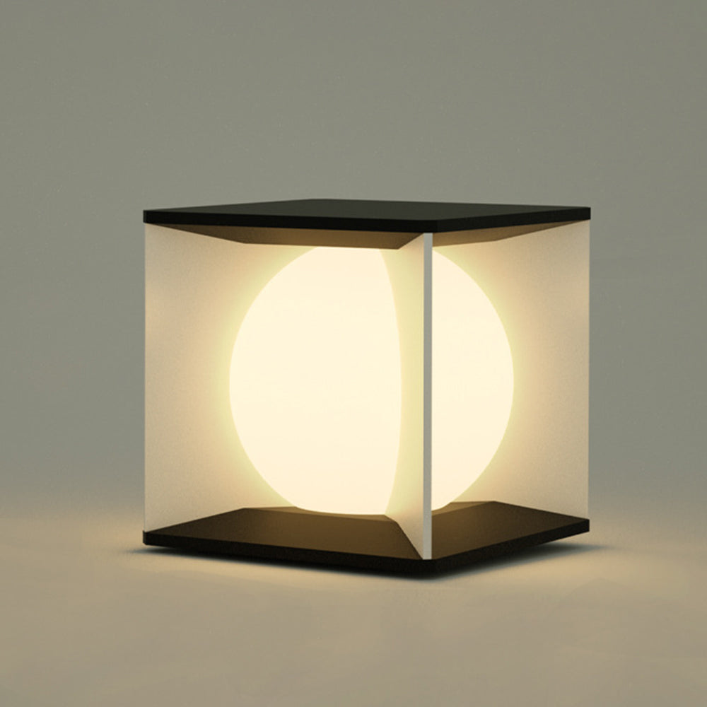 Aria Lampe de Poteau Lune Moderne, Métal/Acrylique, Noir, Cour - Neutralighting
