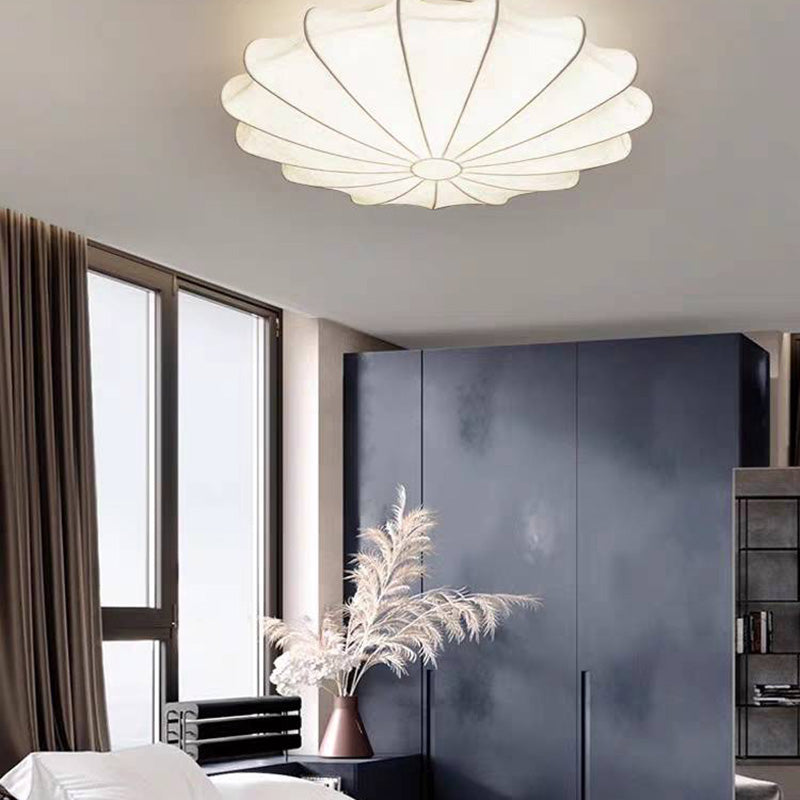 Ritta Ronde Moderne LED Plafonnier Blanc Tissu Salon Chambre à coucher - Neutralighting