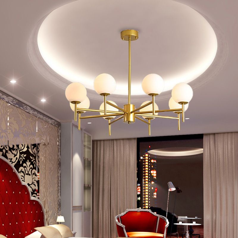 Valentina Bulle Moderne LED Lustre Noir/Doré Métal/Verre  Chambre à Coucher