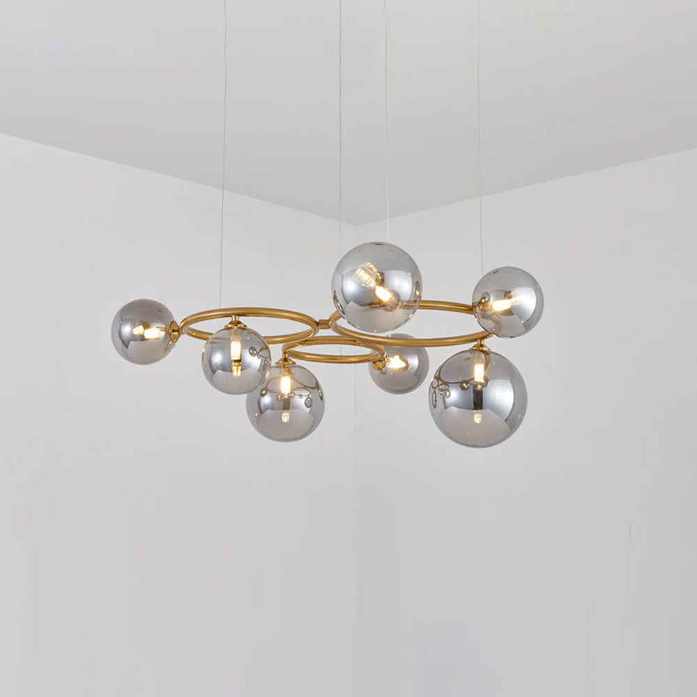 Valentina Luminaires Suspensions Anneau Moderne Métal/Verre Noir/Blanc/Gris/Doré Chambre à Coucher