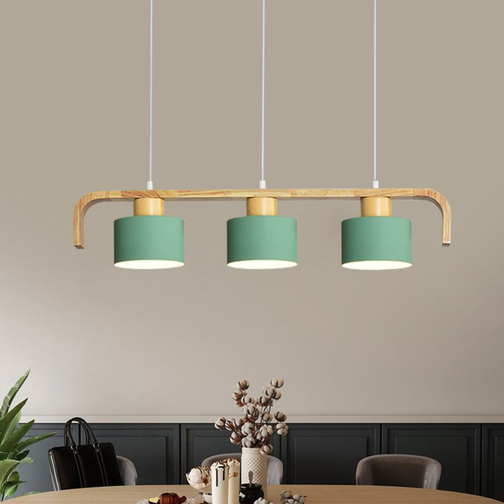Valentina Moderne Luminaires Suspensions Cylindre Nordique Bambou Blanc/Vert/Gris Chambre à Coucher - Neutralighting