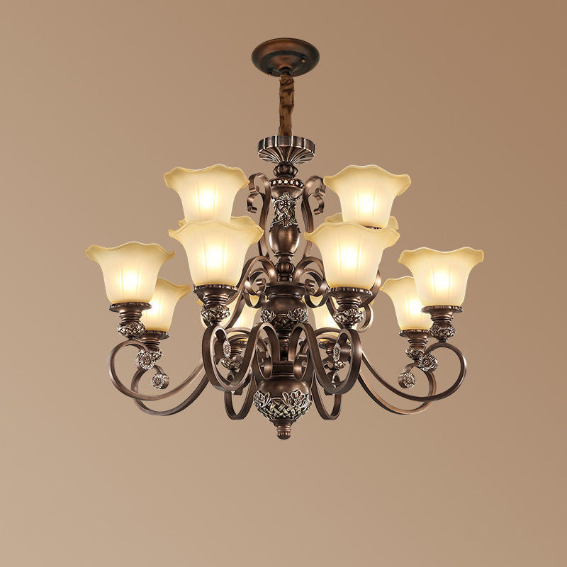 Arisha Rétro Fleur Suspension Métal Verre Salon Chambre à Coucher - Neutralighting