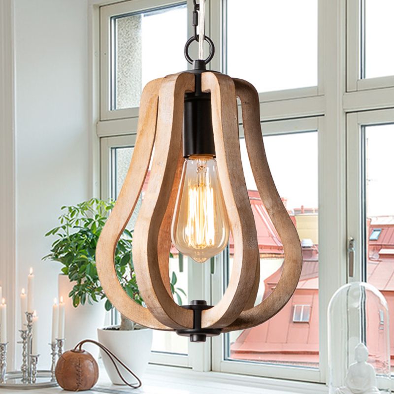 Silva Sphère Vintage LED Suspension Métal Bois Salon Salle à manger - Neutralighting